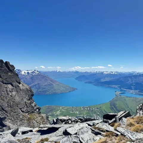Lake Wakatipu seen from an alpine landing site